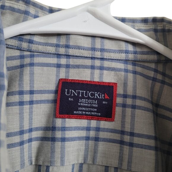 UNTUCKit Benziger WF Regular Fit Wrinkle Free Gray Blue Long Sleeve Shirt Size M - Picture 5 of 12